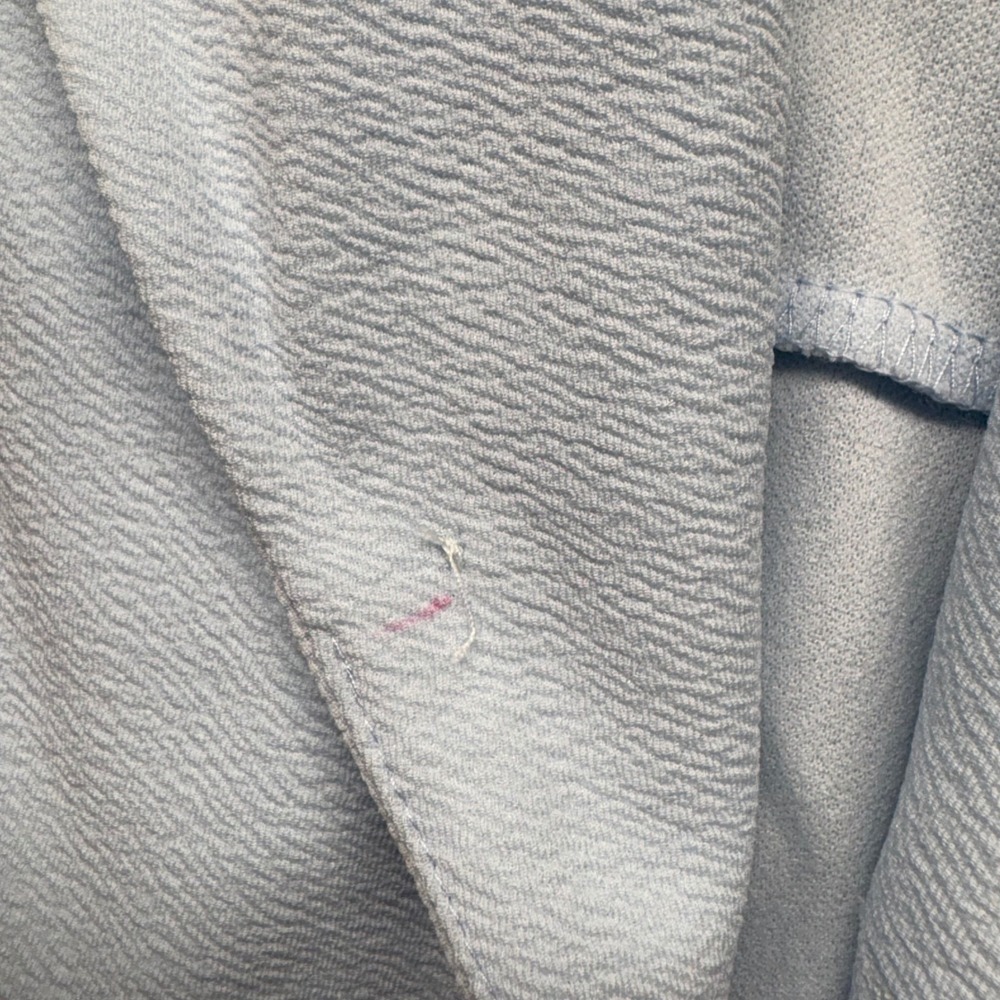 Sunfaynis Womens XL Baby Blue Ruched 3/4 Sleeve Shawl Collar Open Front Blazer - Picture 3 of 8